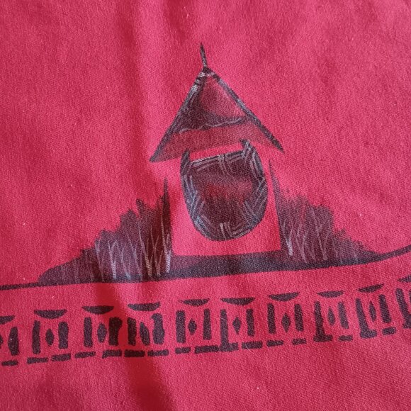 African Red and Black Handpainted Tablecloth Wall Hanging Bedspread - Picture 4 of 14